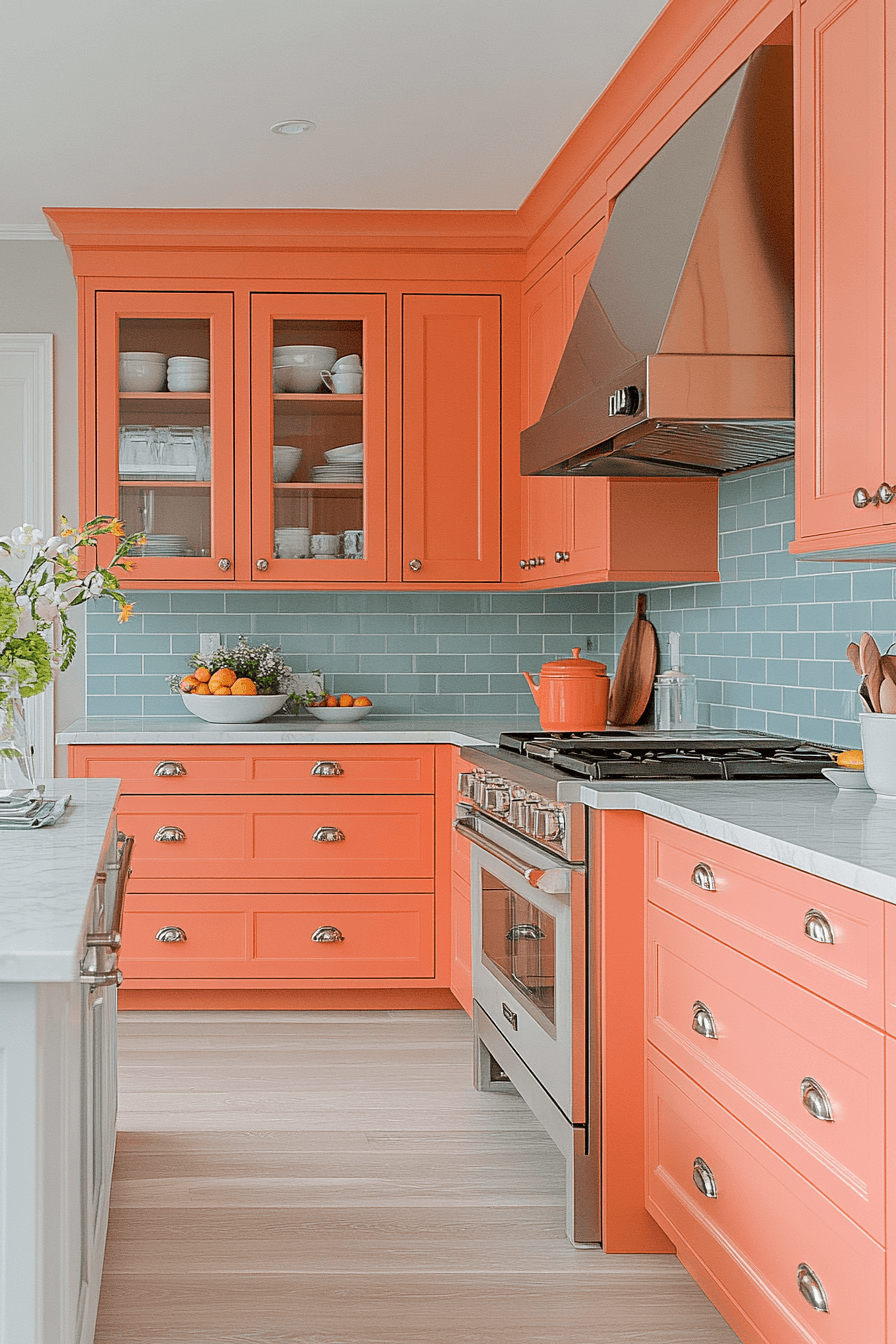 orange kitchen cabinets