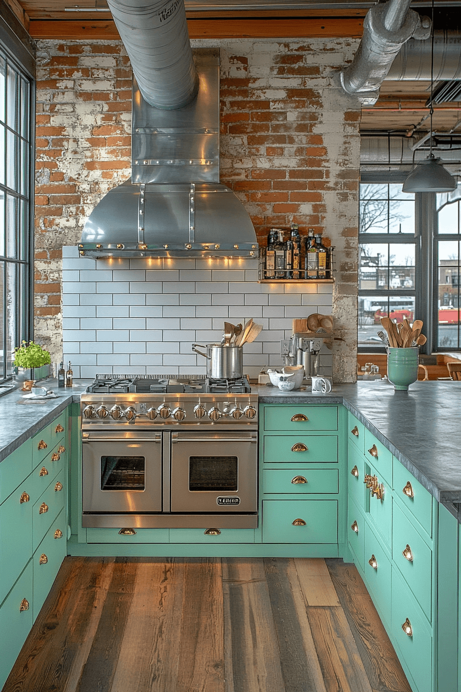 mint green kitchen cabinets