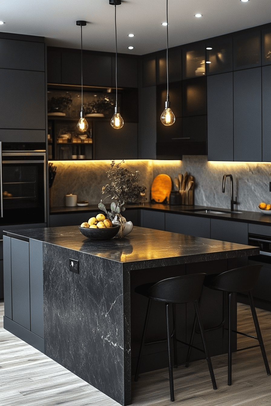 charcoal gray kitchen cabinets