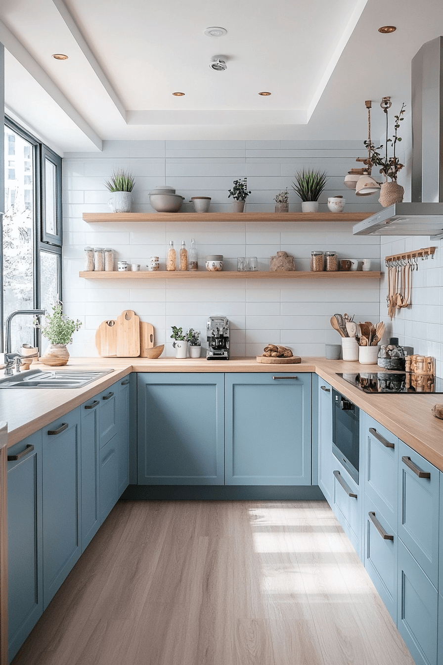 blue grey kitchen cabinets