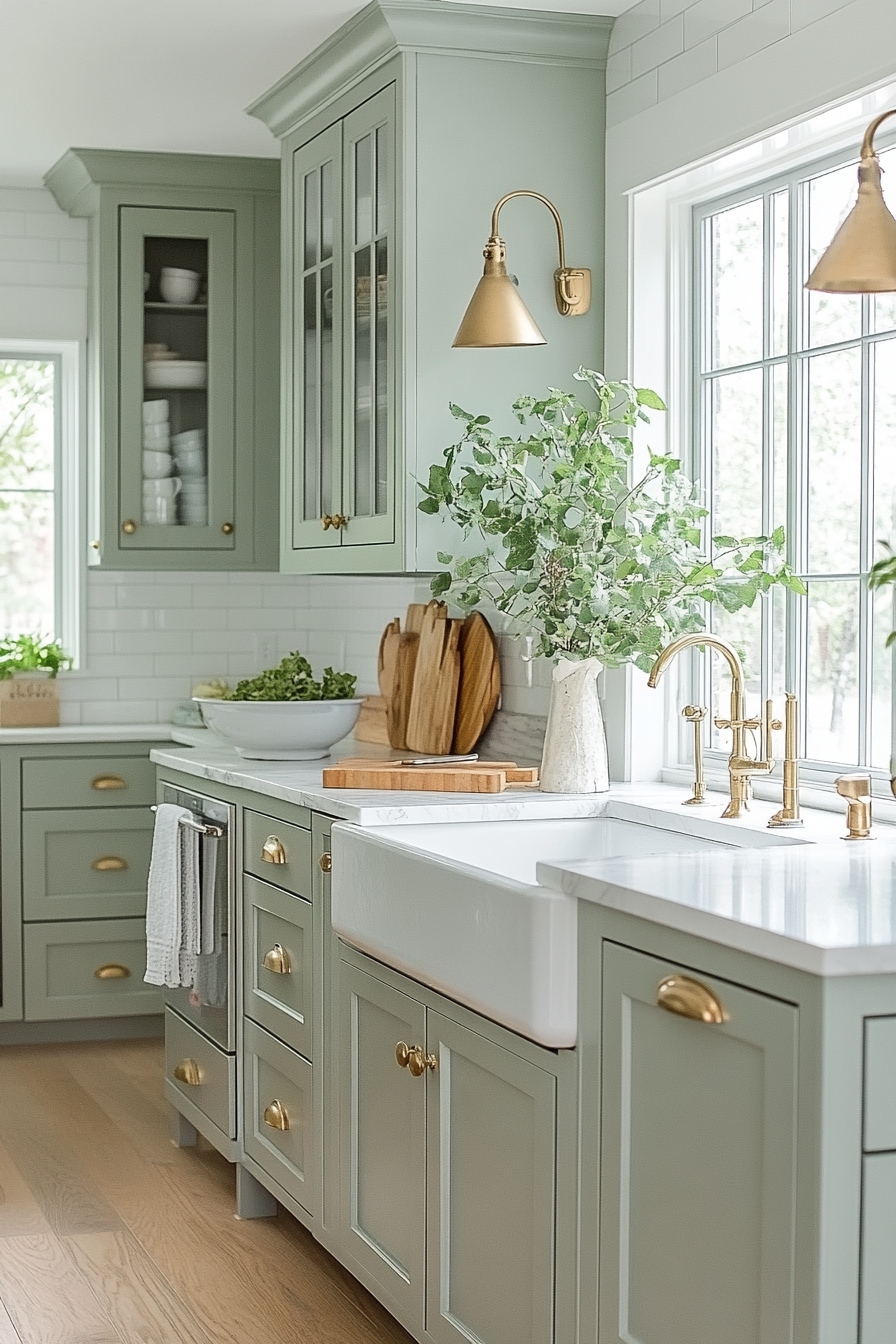 mint green kitchen cabinets