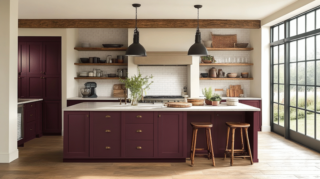 burgundy kitchen cabinets