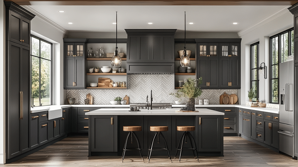 charcoal gray kitchen cabinets