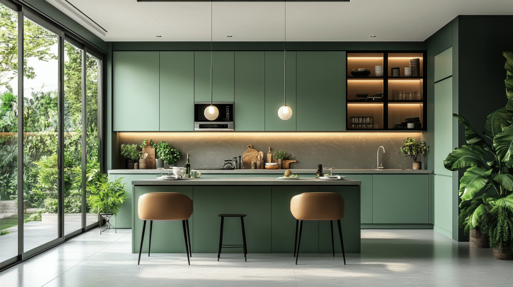 mint green kitchen cabinets