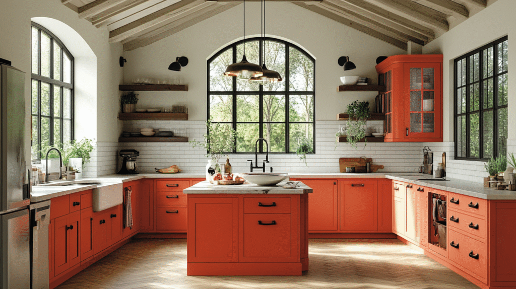 orange kitchen cabinets