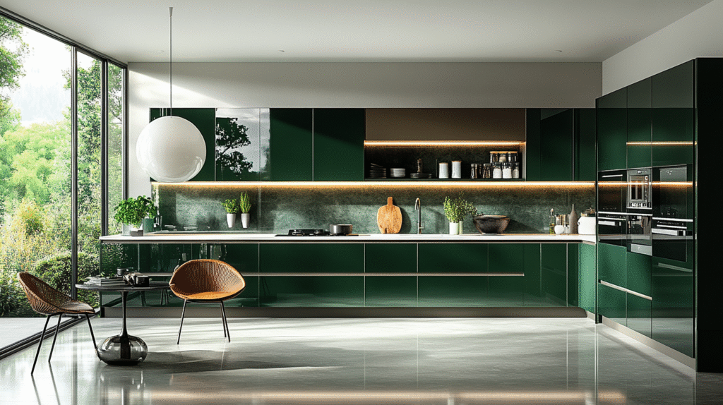 pewter green kitchen cabinets