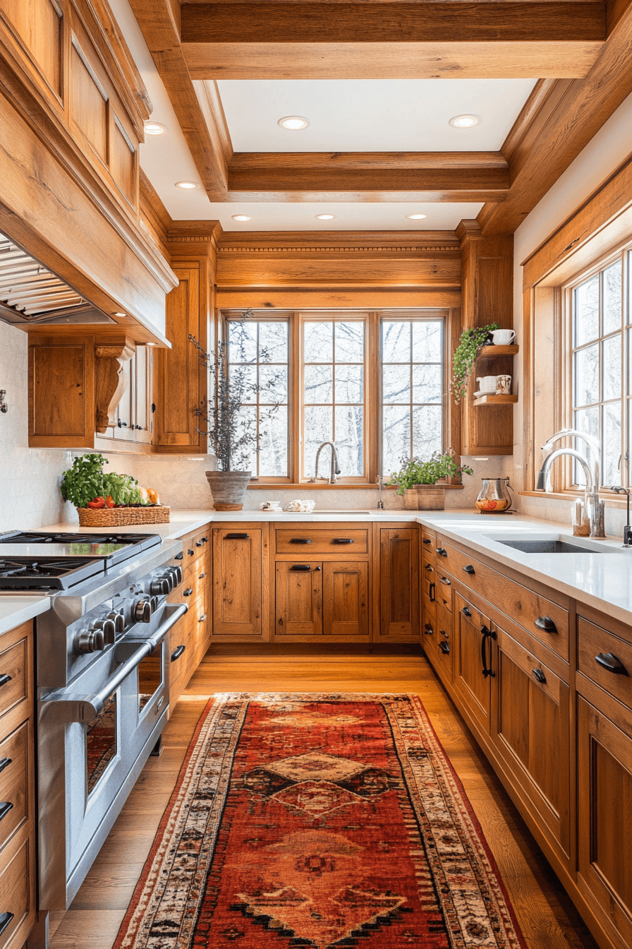 warm wood kitchen cabinets