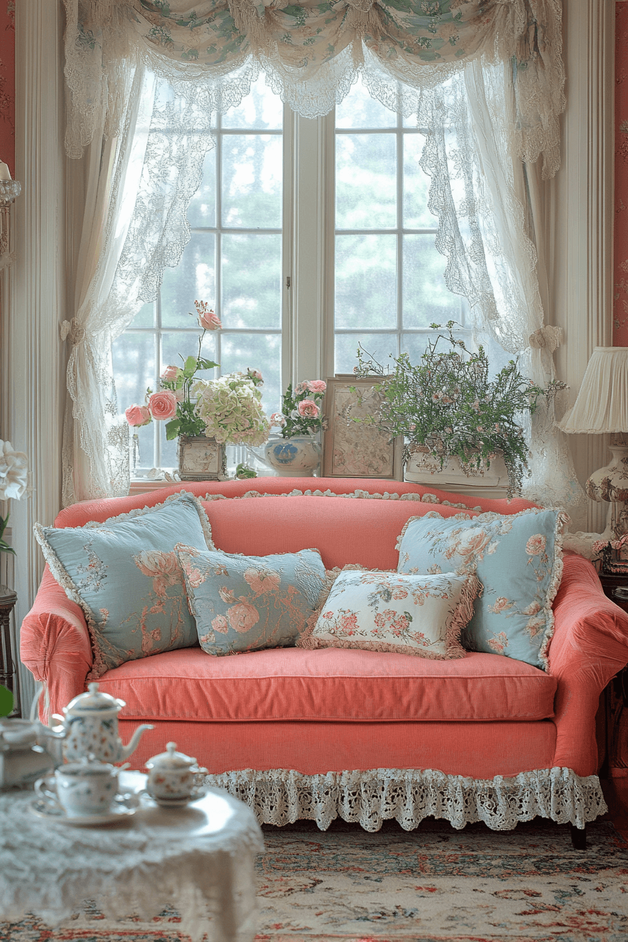 red couch living room