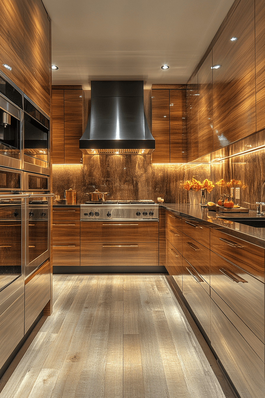 warm wood kitchen cabinets