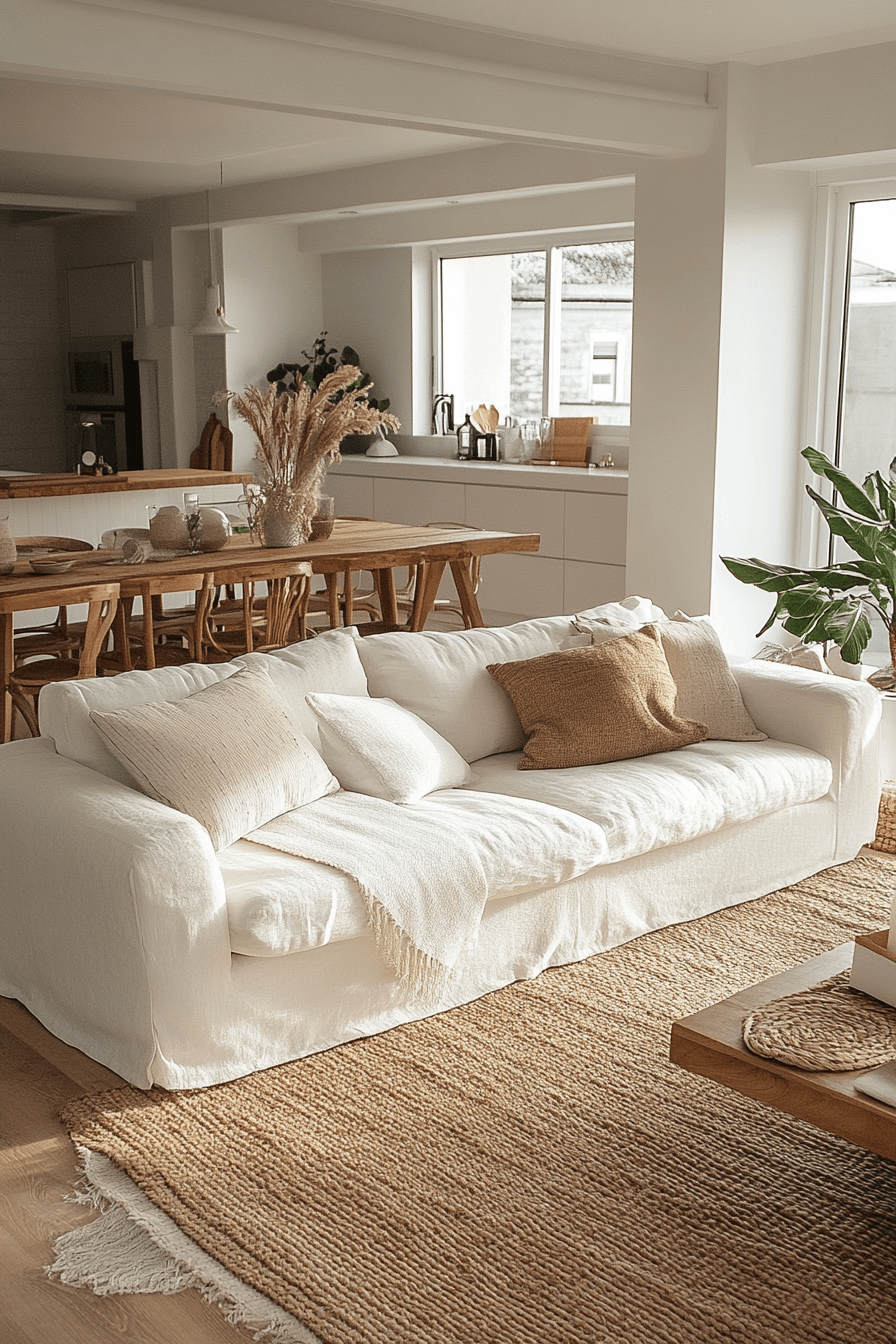 white couch living room