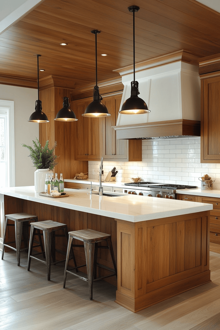 warm wood kitchen cabinets