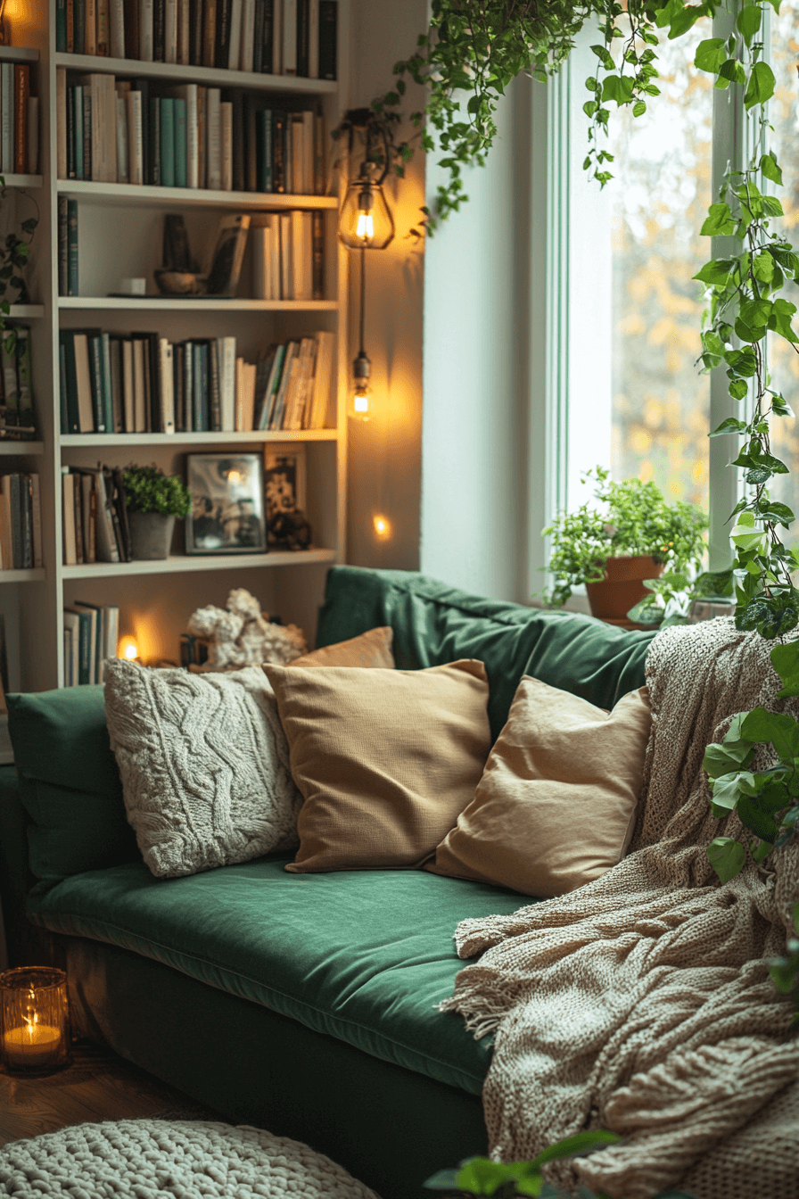 green couch living room ideas