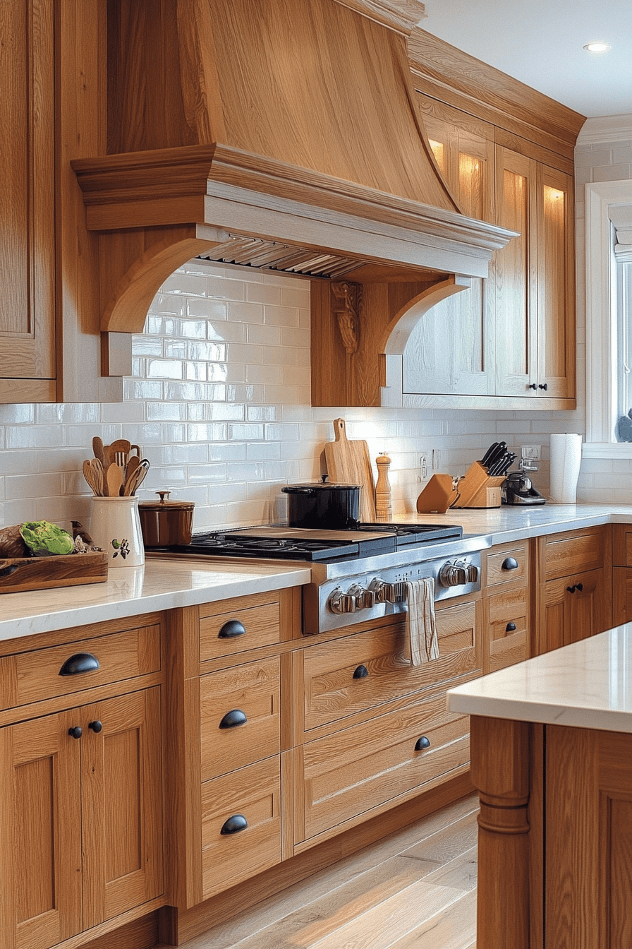 warm wood kitchen cabinets