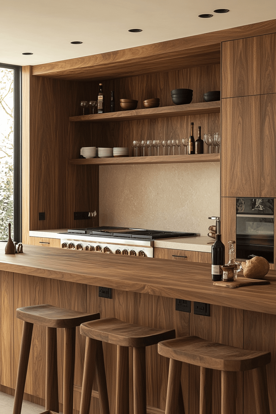 warm wood kitchen cabinets