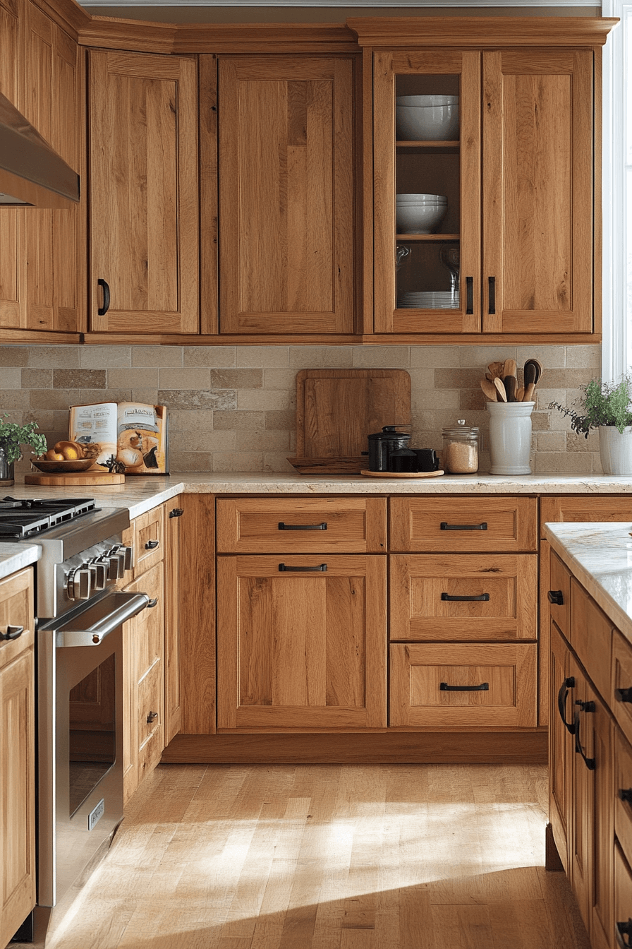 natural oak kitchen cabinets