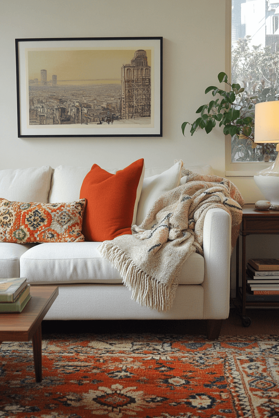 white couch living room