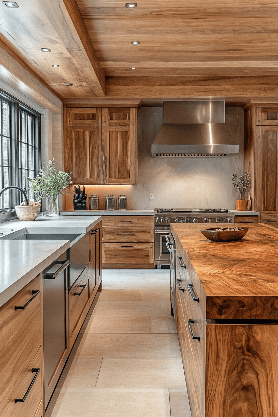 warm wood kitchen cabinets