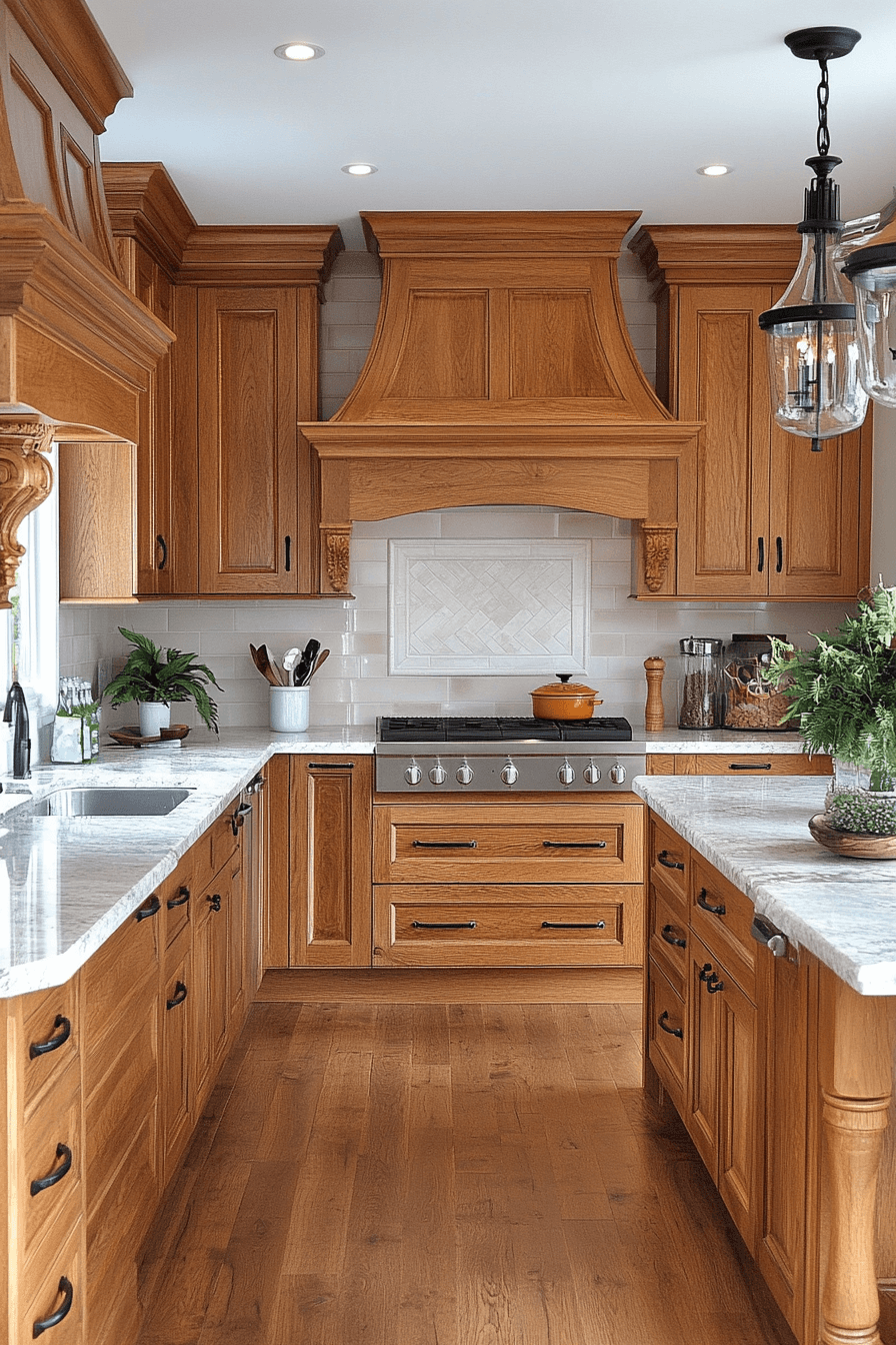 golden oak kitchen cabinets