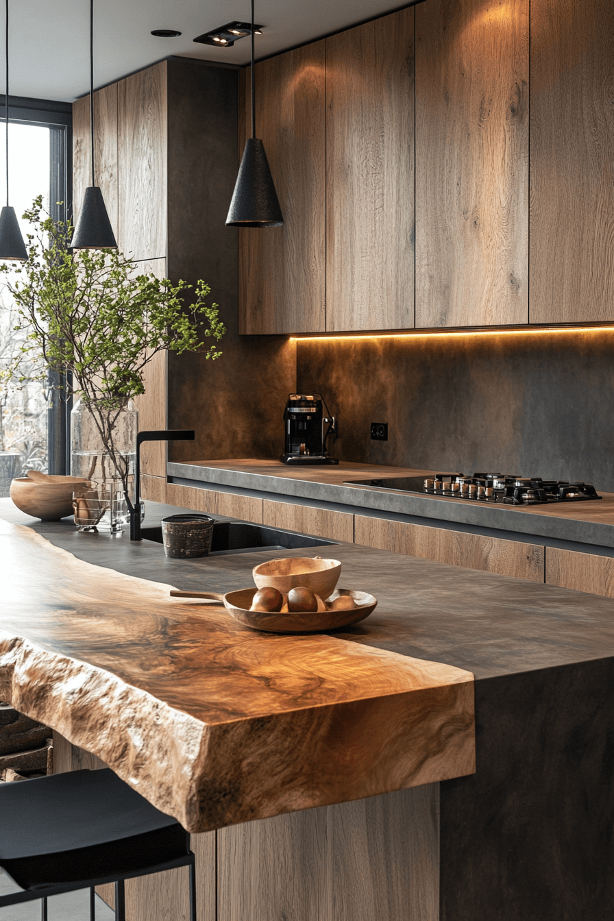 warm wood kitchen cabinets