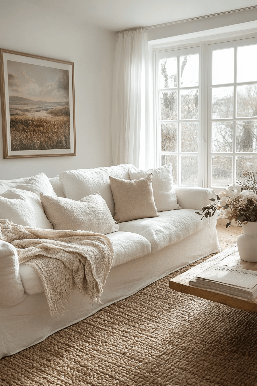 white couch living room