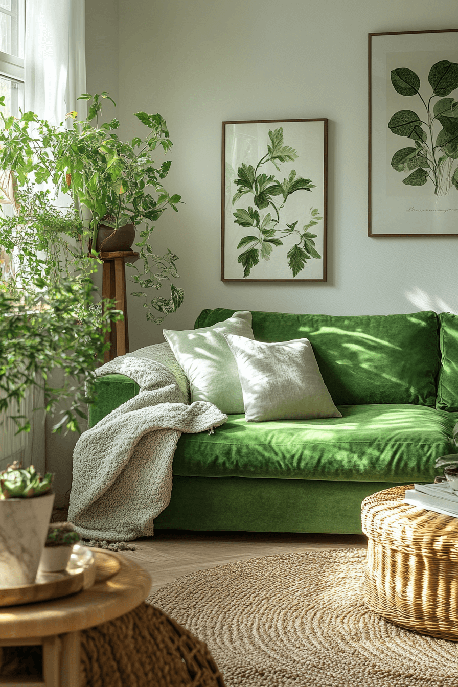 green couch living room ideas