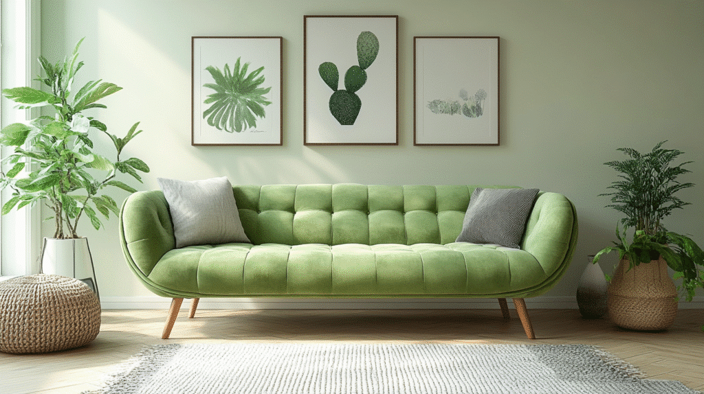 green couch living room ideas