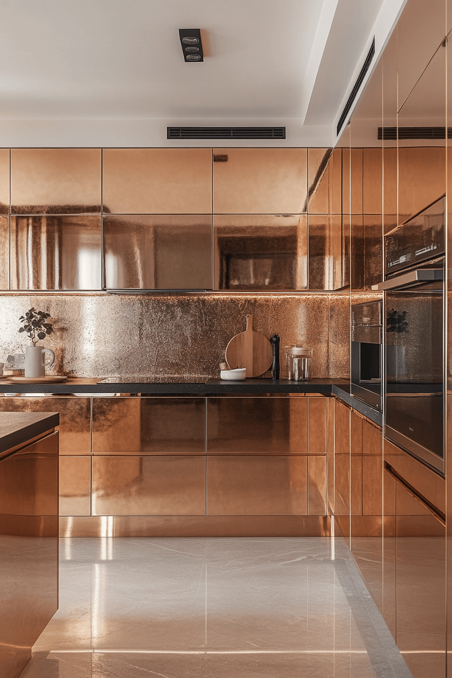 rose gold kitchen cabinets