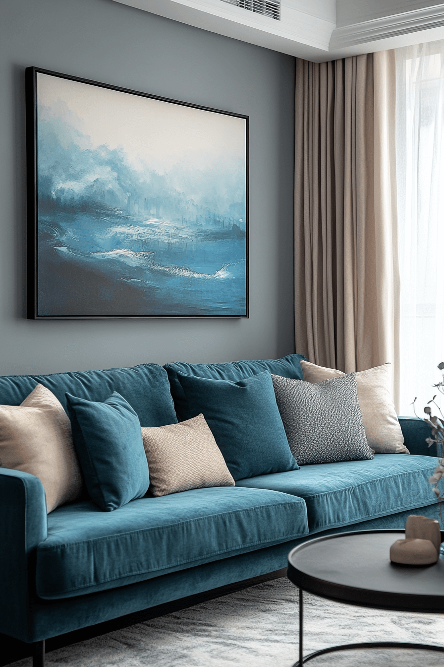 teal couch living room