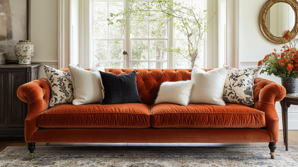 rust couch living room ideas