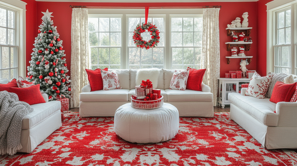 red and white christmas decor