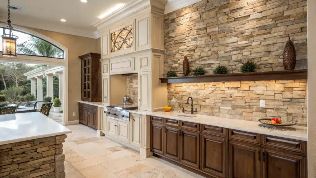 stone backsplash kitchen