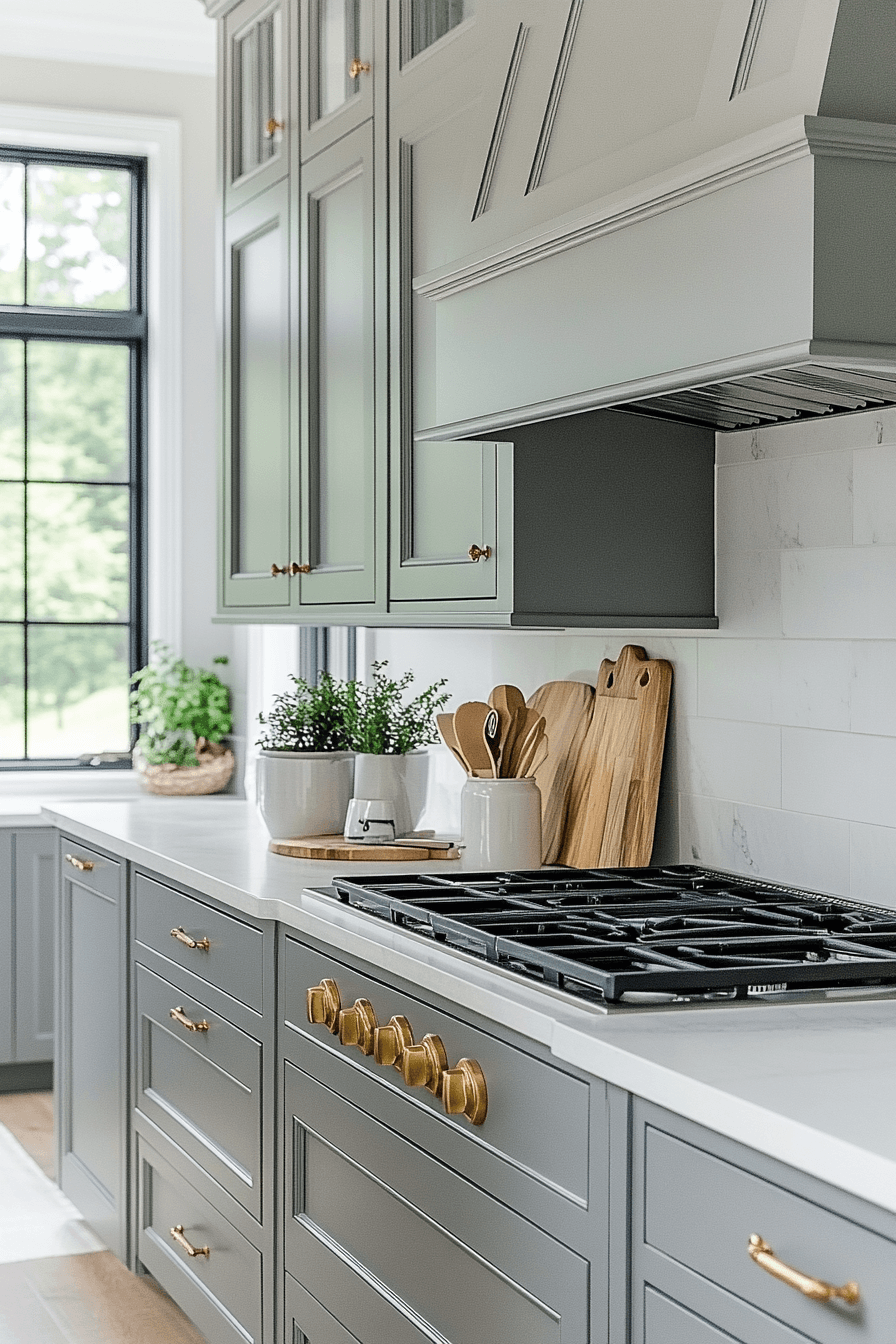 Grey Cabinets White Countertops