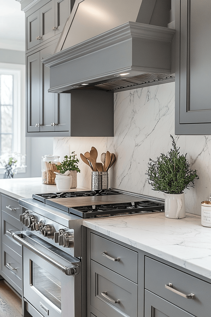 Grey Cabinets White Countertops