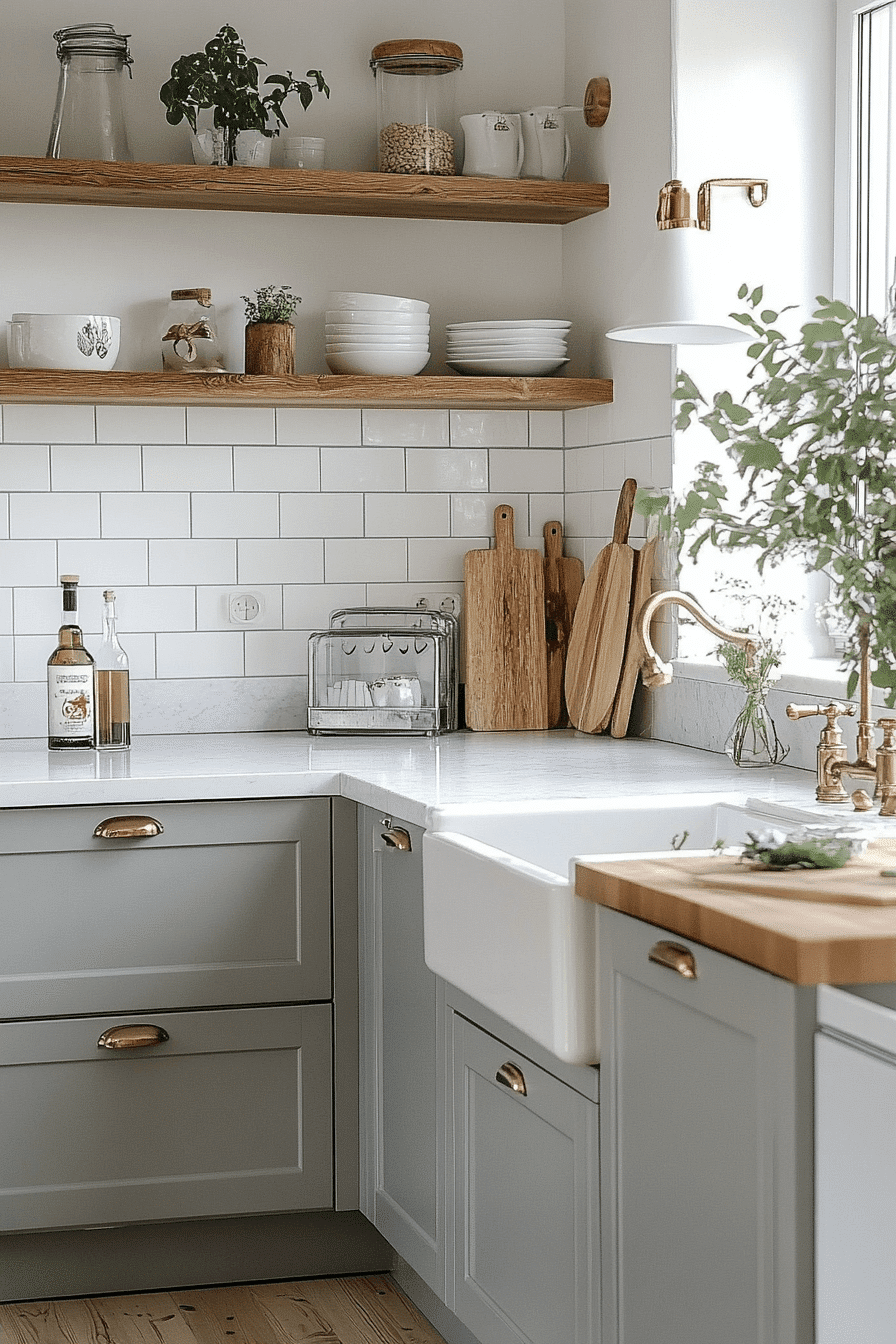 Grey Cabinets White Countertops