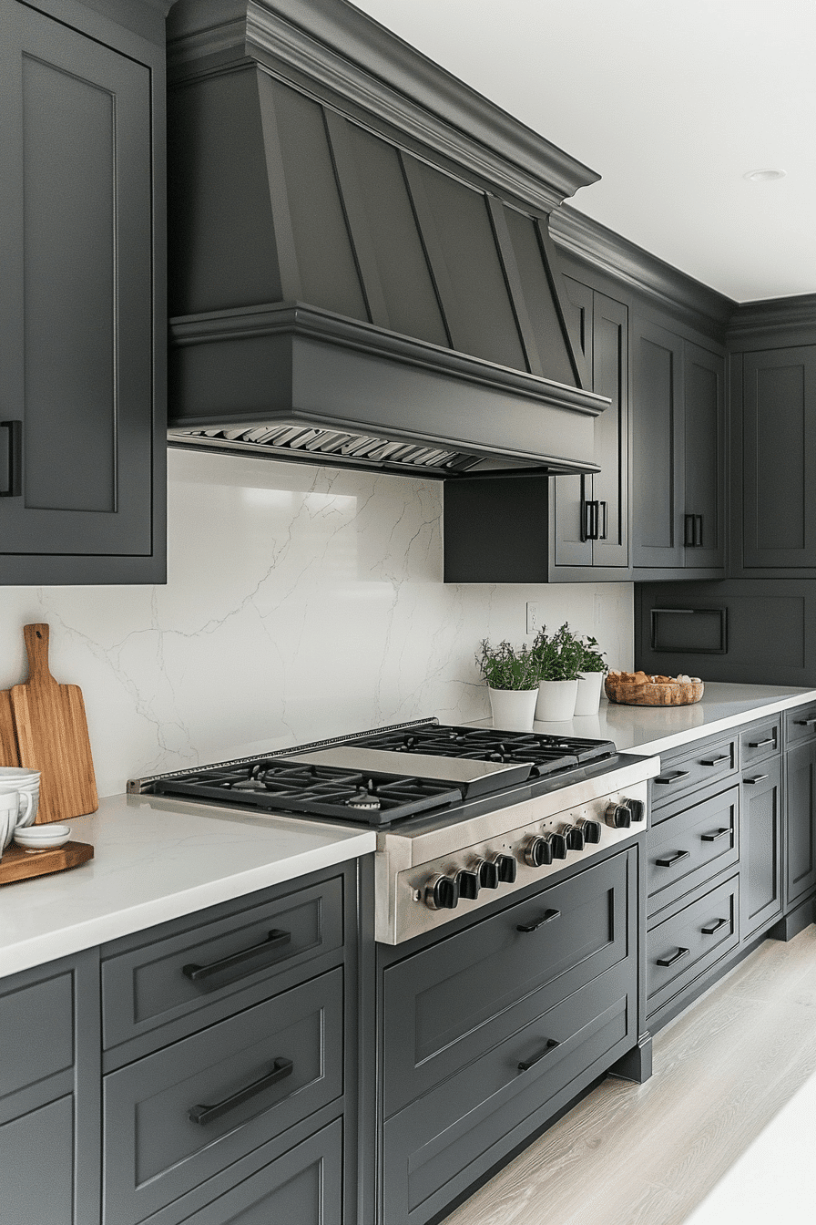 Grey Cabinets White Countertops