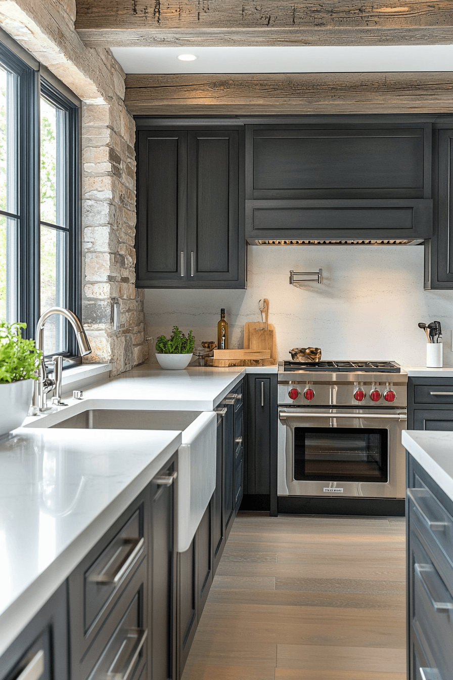 Grey Cabinets White Countertops