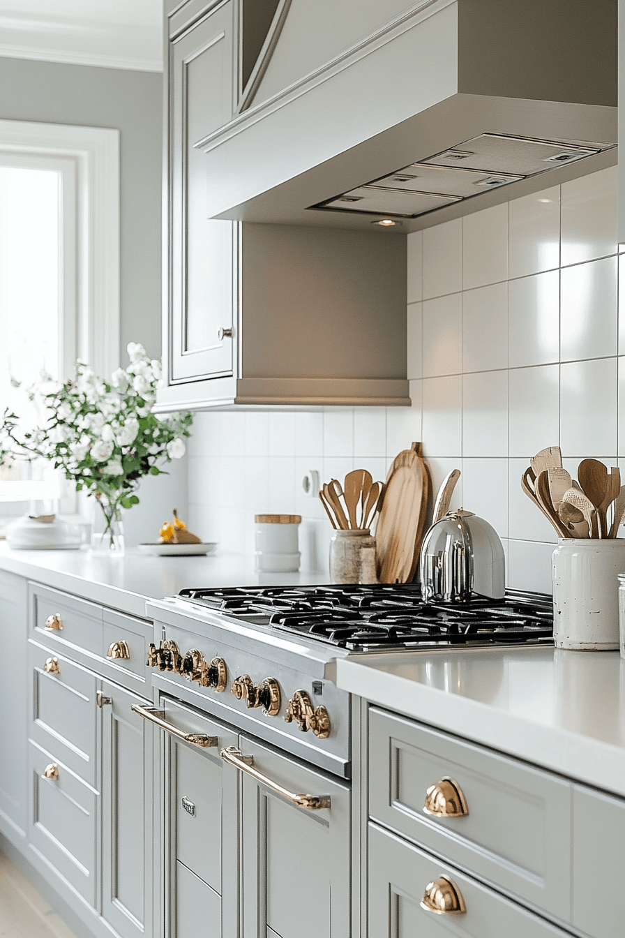 Grey Cabinets White Countertops