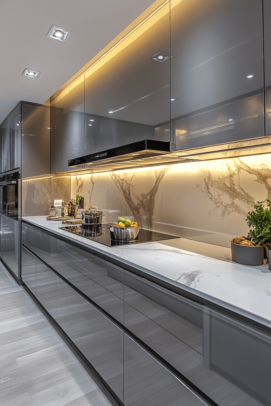 Grey Cabinets White Countertops