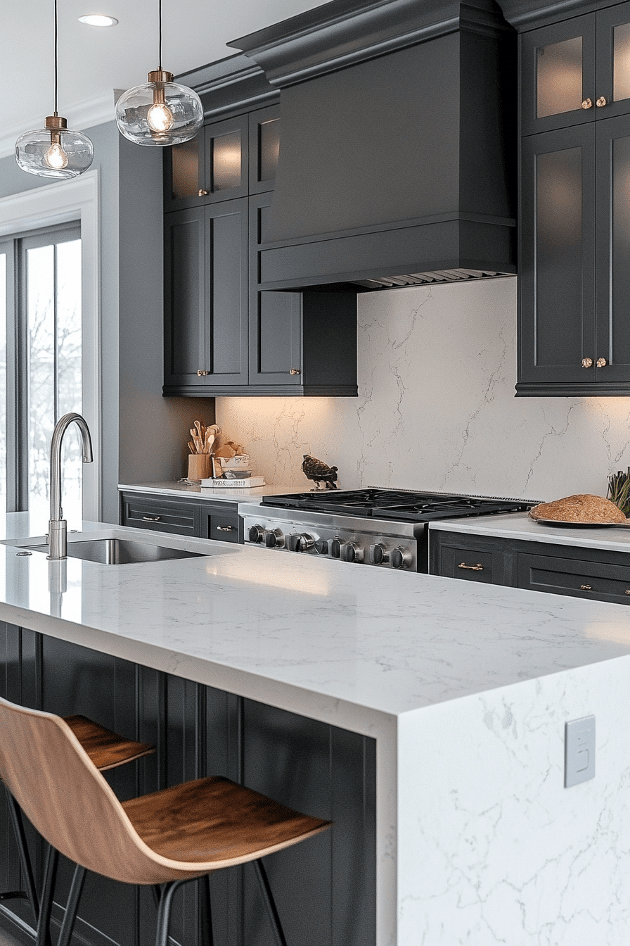 Grey Cabinets White Countertops
