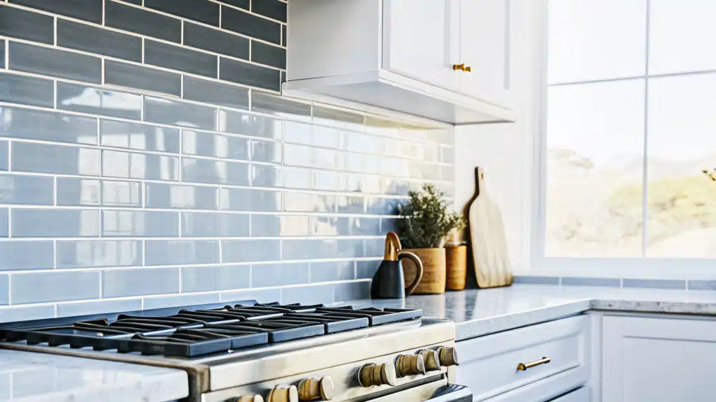glass tile backsplash kitchen