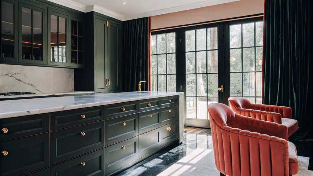 green kitchen cabinets