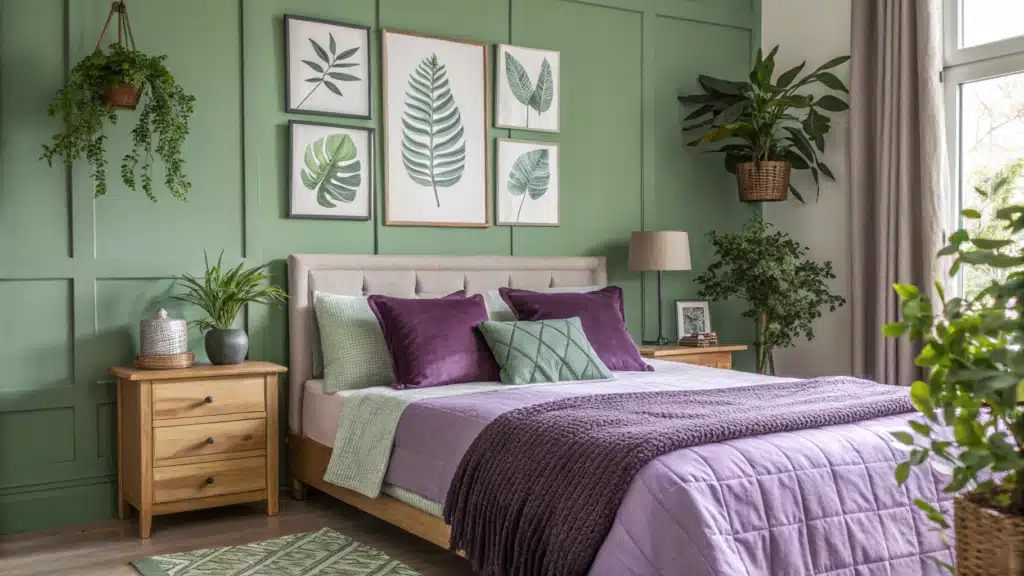 purple and green bedroom