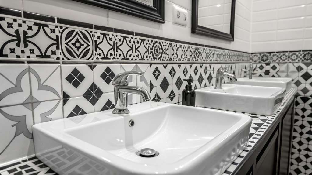 black and white bathroom
