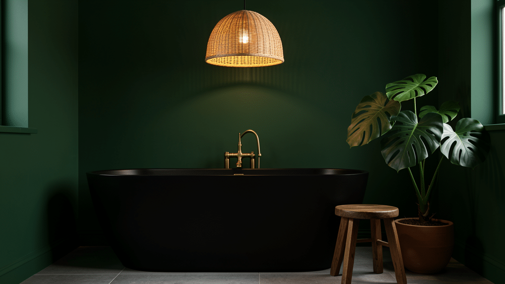 dark green bathroom