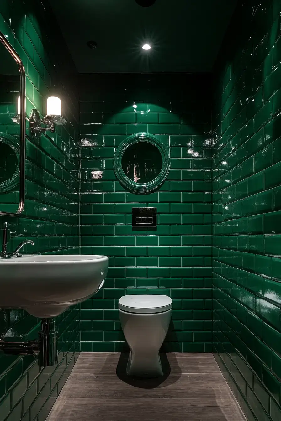emerald green bathroom