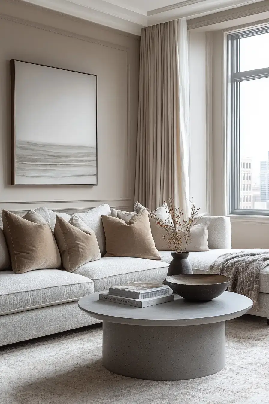 grey and beige living room