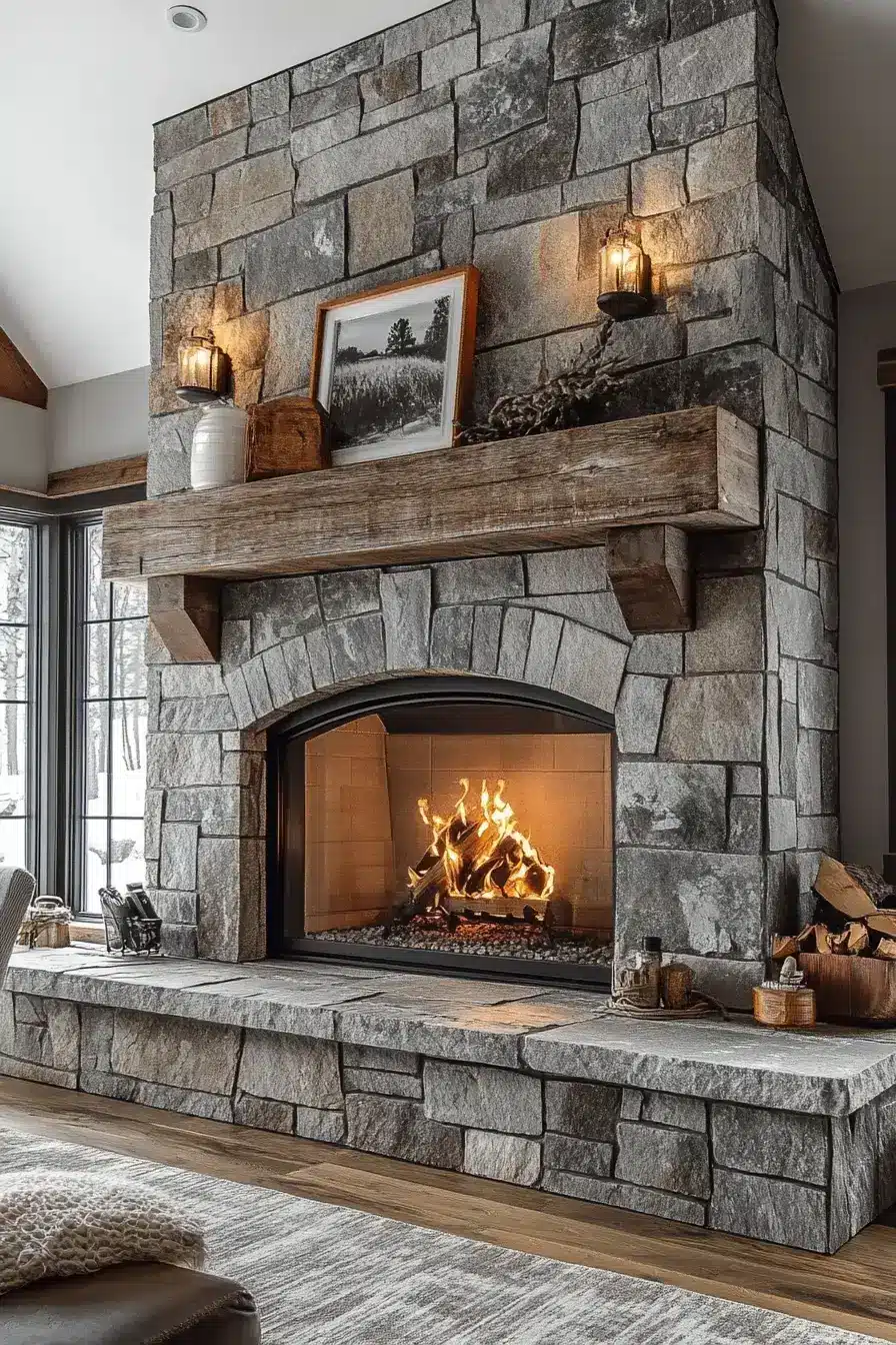 rustic farmhouse fireplace
