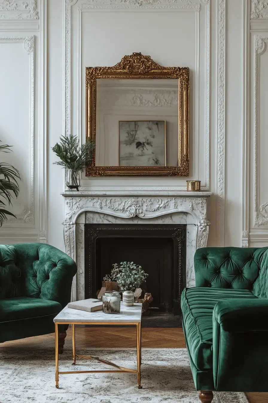 emerald green living room