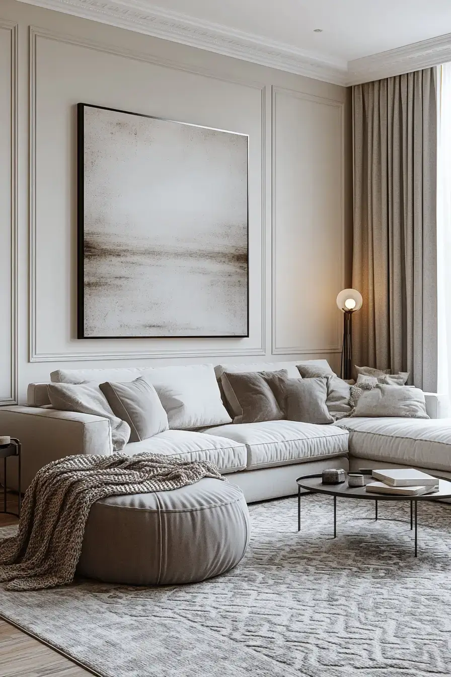 grey and beige living room