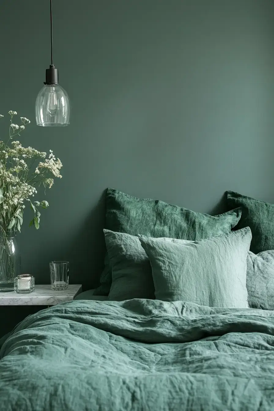 emerald green bedroom